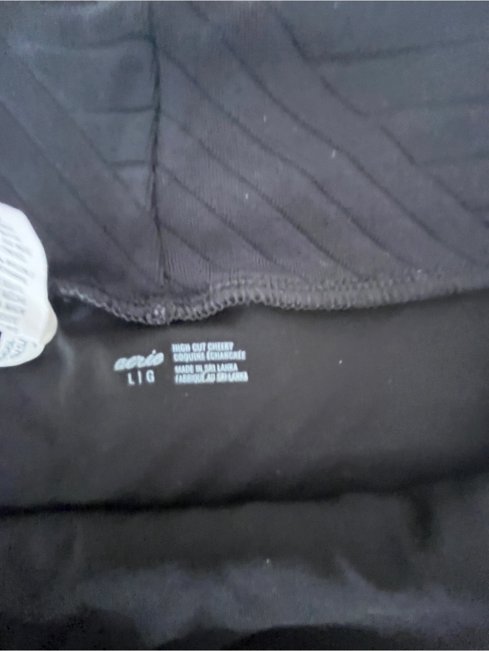 Aerie High-Waist Textured Bikini Bottom - Black size large - Picture 2 of 2